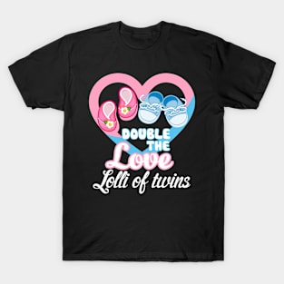 Double The Love Auntie Of Twins Shirt Twins Aunt Gifts Lolli of twins T-Shirt